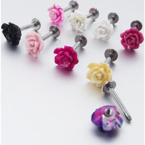 1 Piece 16g Flower Lip Ring Labret Tragus Ear Piercing Helix Body Jewelry