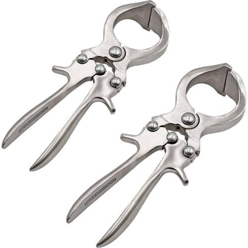 2 Pcs Livestock Catration Tools Stainless Steel Without Blood Pig Sheep castration Clamp Castration Tool Castration Forceps