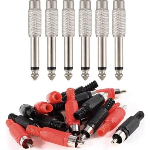 20X Solder RCA Male Plug Audio Video Adapter Connector & 6X 6.3Mm 0.6Cm Mono Male Connector To RCA Female Audio Adapter