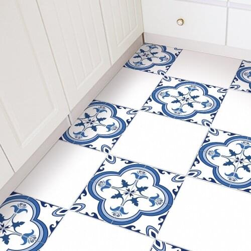 4pcs 30*30cm Portugal Floor Tiles Bathroom Kitchen Home Decor Anti-slip Stickers Diy Wall Stickers Wallpaper Floor Decal Mat