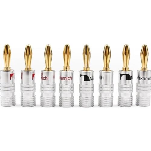 8pcs/4pair Nakamichi Banana Plug Straight Pre Amplifier 24K Gold Plated 4MM Connector Screw Lock Audio Jack Speaker Black Red