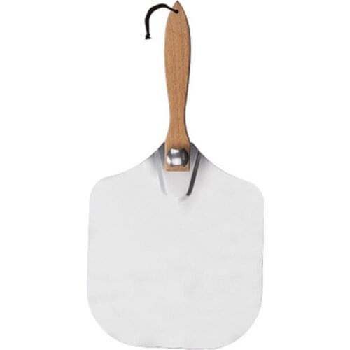 Aluminum Metal Pizza Peel with Folding Oak Wood Handle Easy Storage Large Pizza Paddle for Baking Pizza 14X12 Inch