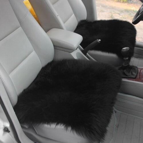 2019 Sheepskin Seat Cover Car Seat Wool Cushion Pad 18X18" Winter Soft Warm Front Seat Covers for Home Office Automobile Chair