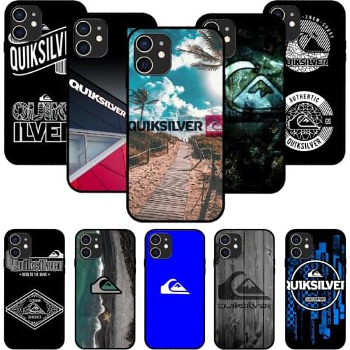 For iPhone 11 12 8 Plus Mini Pro X XR XS Max 4 5 7 6 6S 8 SE Phone Case Black Cover Back Art Hoesjes Fashion Surf Quiksilver