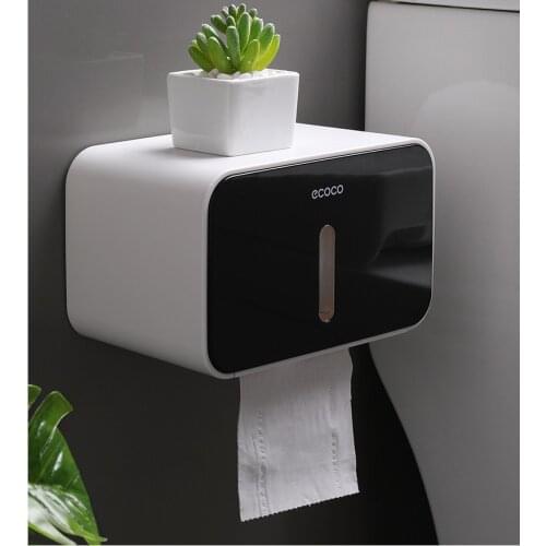 Toilet Paper Holder Towel Wall Mounted Storage Box Bathroom Accessories Tray Roll Tube Punch-Free Double-Layer