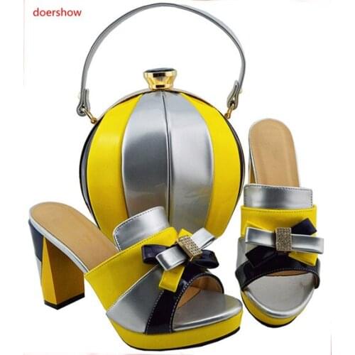 Doershow New Design African Shoes and Bags Matching Set High Quality Italy Shoe and Bag Match To Party Free Shipping!Sbf1-24
