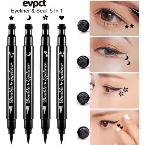 Evpct Double-headed Small Seal Liquid Eyeliner Pencil Long-lasting Stars Moon Love Quick-drying Eye Liner Pen Eye Makeup TSLM2