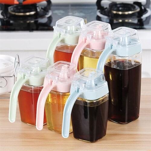Leakproof Oil Tank Soy Sauce Oil Olive Oil Bottle Spices Seasoning Sugar Salt Kitchen Container inegar Sesame Oil Pot Glass jar