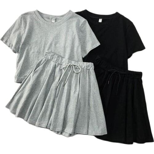 Heliar Women Tracksuits T-Shirts And Skirts Women Pajama Sets Women T-Shirts Two Pcs Outfits Women Fleece Two Pieces Sets