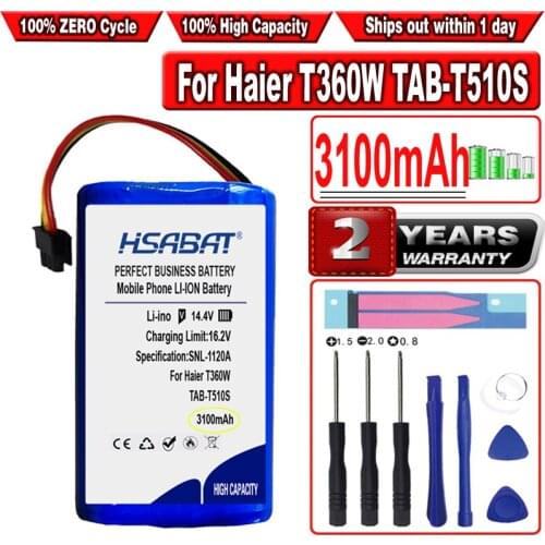 HSABAT 3100mAh Battery for Haier T360W TAB-T510S HB-X300Gplus Accessory Spare Parts Robotic Vacuum cleaner