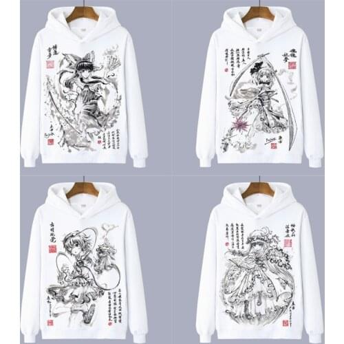 Anime Cartoon TouHou Project Hakurei Reimu Printed Unisex Hoodie Sweater Hooded Coat Cosplay Costume Boy Girl Gift 1 pcs