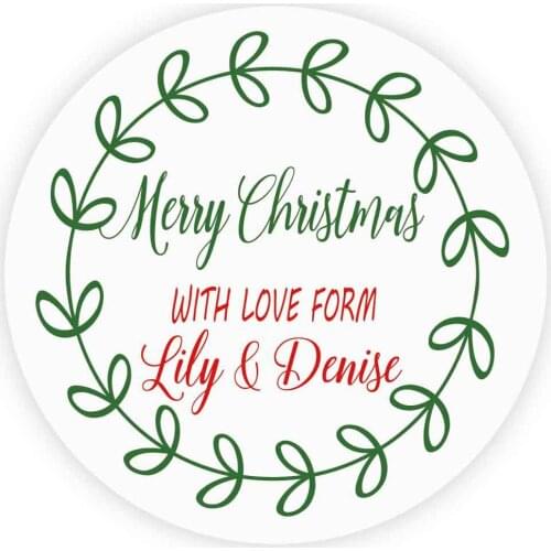 DouxArt Customized Merry Christmas Stickers, 100 pcs 4cm Xmas Christmas Favors Party Invitations Gift Labels Stickers