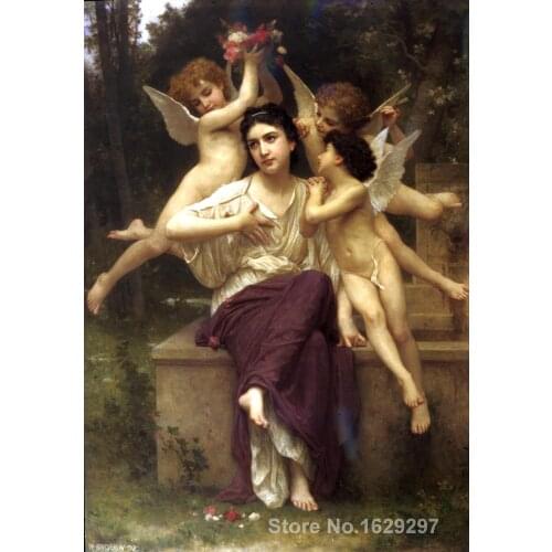 Angels Paintings by William Adolphe Bouguereau art oil Canvas Dream of Spring High quality Hand painted