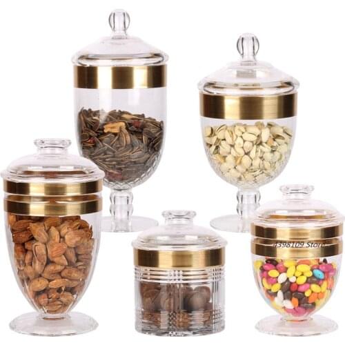 Candy jar European acrylic transparent plastic storage tank seal with lid storage bottle large capacity food storage container