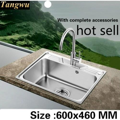 Free shipping Household standard Kitchen sink durable 0.8 mm thick food grade stainless steel hot sell 600x460 MM