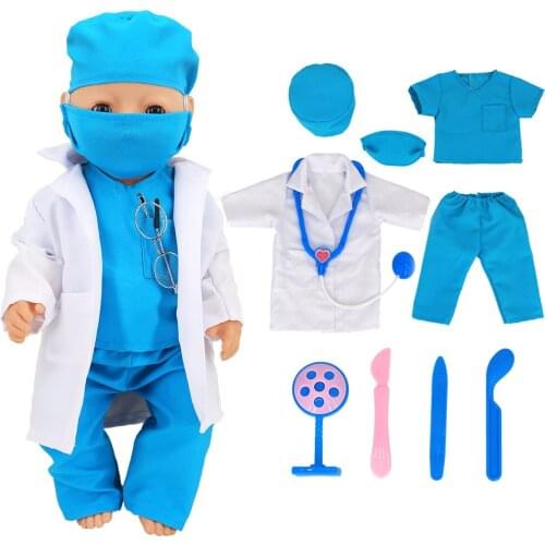 16-18 Inch Doll Clothes Medical Set Operation Uniform,Mask,Accessory Outfit fit 43cm Newborn Baby Zapf Doll,Nenuco Dolls Clothes