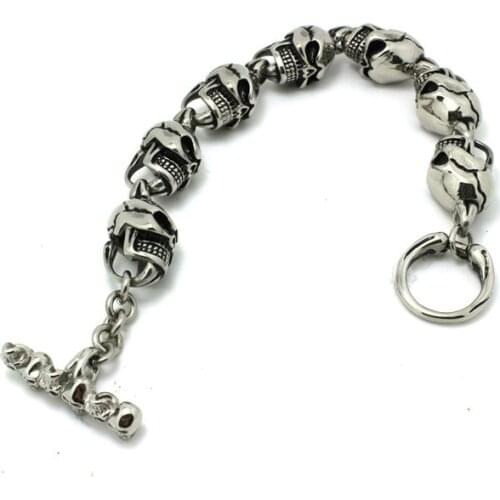 Hot!! Fast Shipping Polishing Sliver Ghost Skull Bracelet 316 Stainless Steel Hot Sale Cool Skull Bracelet