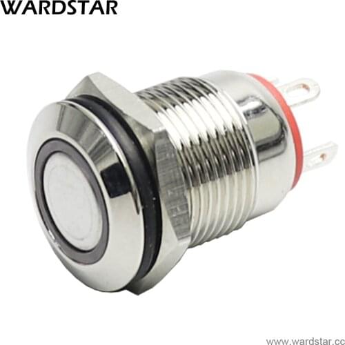 5pcs/lot 12mm Metal Push Button Switch Red LED Pilot Light Momentary Button Switch