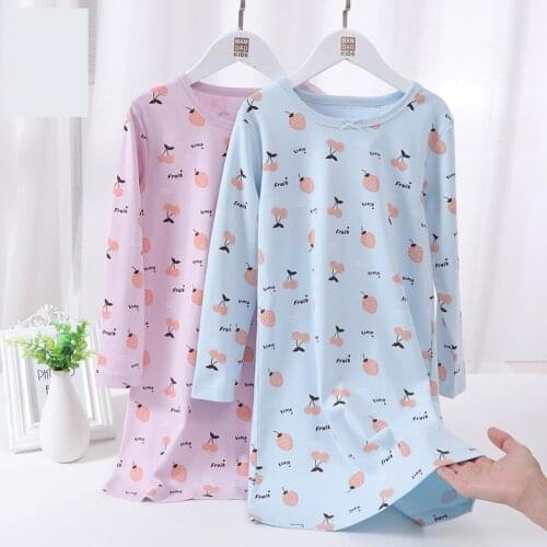 Girl Nightgown Long Sleeved Childrens Nightdress Baby Pajamas Autumn Winter Cotton Kids Sleepwear Dress 5-18Y Child Pajamas