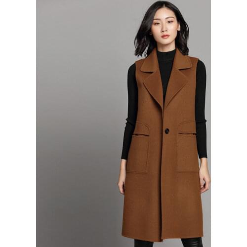New Foreign Style Woolen Waistcoat Medium Long Waistcoat Shoulder In Autumn And Winter Fashion Loose Spring Coat For Women