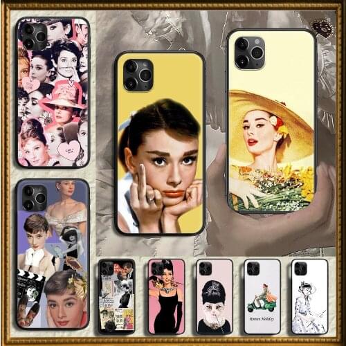 Audrey Hepburn Phone Case Cover Hull For iphone 5 5s se 2 6 6s 7 8 12 mini plus X XS XR 11 PRO MAX black fashion bumper soft