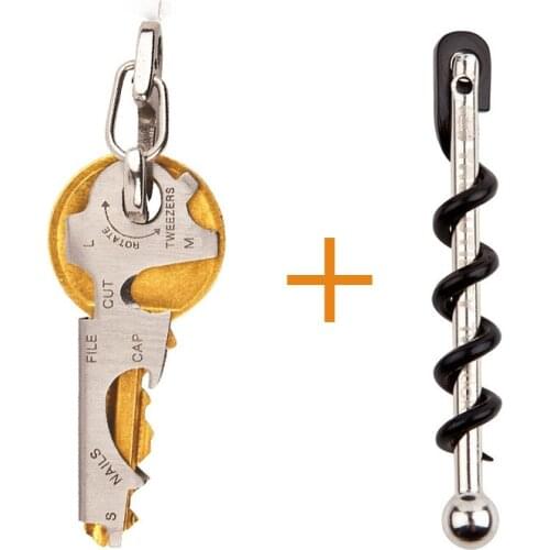 Stainless Steel True Utility TU48 Twistick Keychain Wine Bottle Opener Corkscrew+TU47 Keytool Key Multi Tool Pocket Multitool