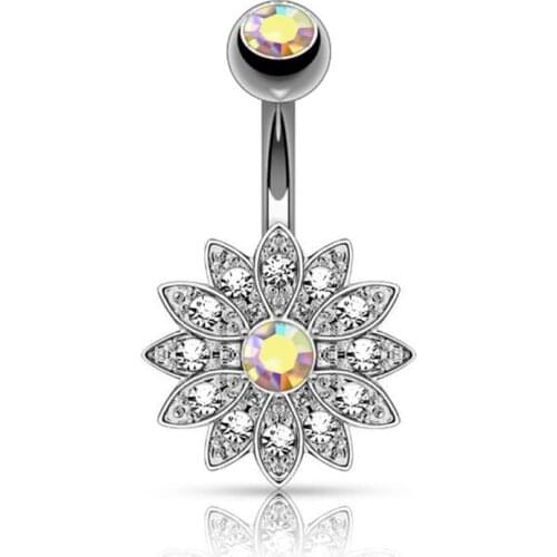 14G Sexy Women Crystal Belly Piercing Nombril Rose Gold Barbell Earrings Surgical Steel Navel Belly Button Rings Body Jewelry