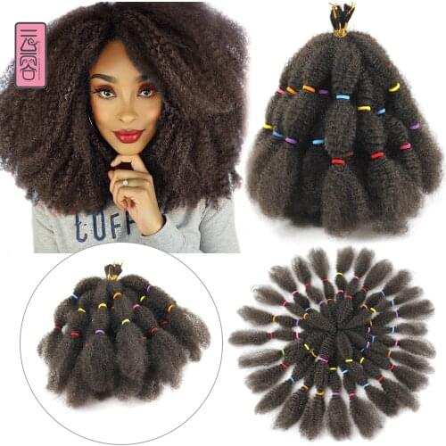 Yunrong Braid Hair 12Inches Afro Kinky Bulk Crochet Braiding 20Strands Synthetic Twist Hair For Black Woman