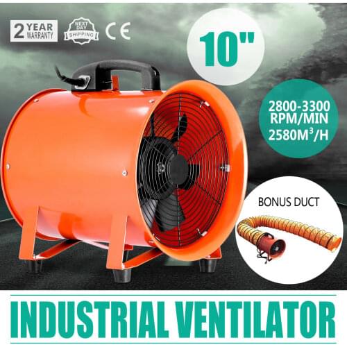 10" Industrial Extractor Fan Blower W/ Duct Hose Electrical Garage Ventilation