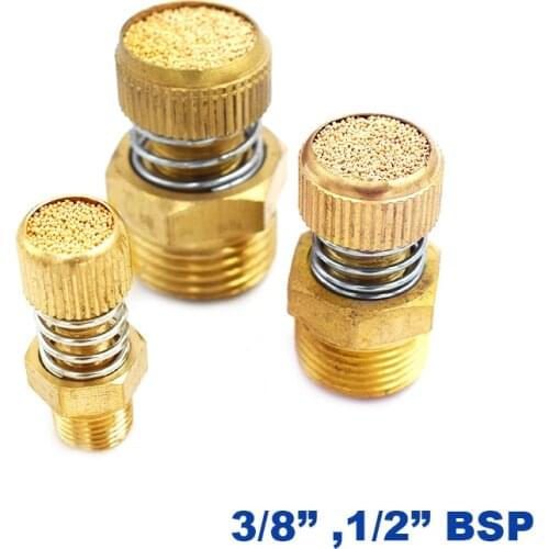 Spring muffler brass adjustable muffler exhaust valve 3/8 1/2 pneumatic throttle silencer SD solenoid valve connector