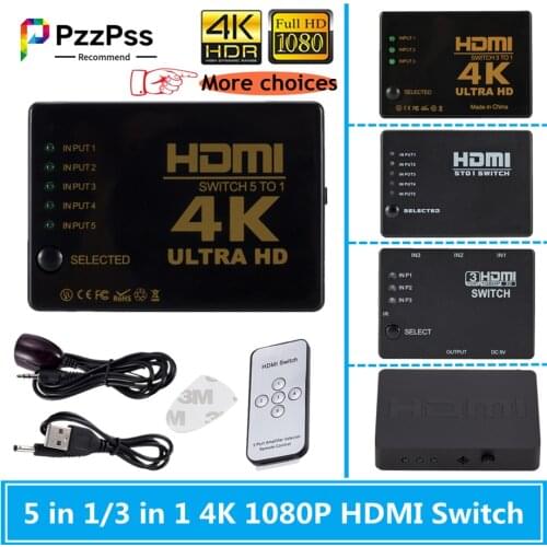 PzzPss HDMI Switcher 4K HD1080P 3 5 Port HD Switch Selector Splitter With Hub IR Remote Controller For HDTV DVD TV BOX Z2