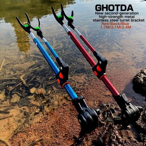 Fishing Equipment Telescopic Fishing Rods Holder Folding Stainless Steel Hand Rod Holder Bracket 1.7/2.1/2.4M