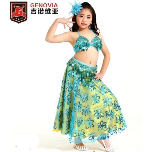 2019 S803a# Kids Girls Belly Dance Costume (top,belt,skirt) 8 Colors