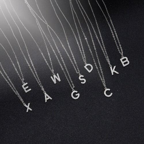 Tiny Trendy AAA Zircon Small Letter Necklace Luxury A-z Alphabet Name Necklace For Women Girls Korean Jewelry 2021