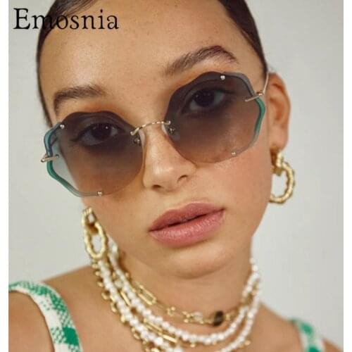 2021 New Fashion Flower Rimless Sunglasses Women Men Personality Gradient Irregular Cloud Shape Sun Glasses Female Party UV400