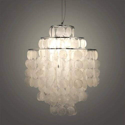 DIY modern white natural seashell pendant lamp fixture E27 Lights Dia 26/30/45cm Shell lamps for bedroom home living room