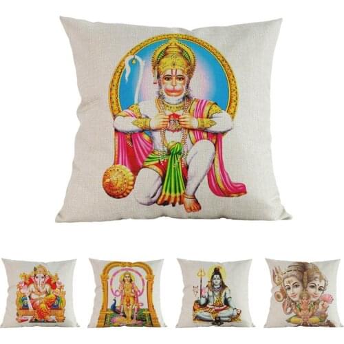 Thailand Religion Hanuman Shiva Genesha Printing Cushion Cover Buddhism Worship Meditation Mat Home Decor Sofa Throw Pillow Case