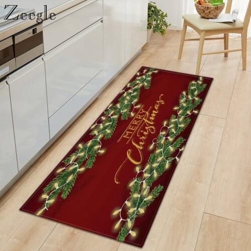 Zeegle Christmas Cartoon Kitchen Mat Anti-Slip Soft Mat Doormat Hallway Indoor Carpet Kidsroom Foot Mat Sofa Table Floor Mat