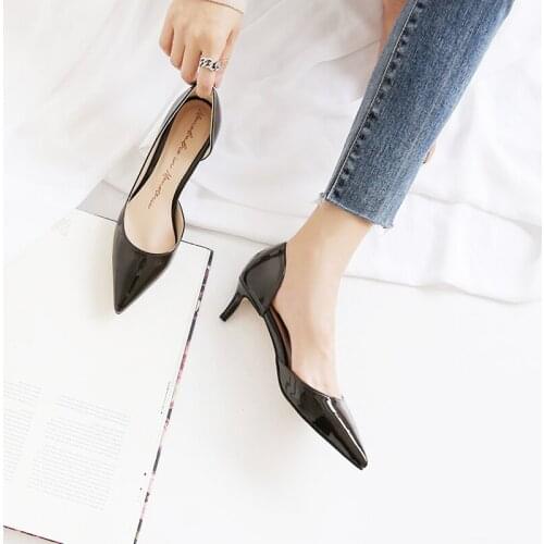 High Heel Womens Shoes Shallow Mouth Patent Leather Fashion All-match Womens Shoes 6CM8CM Womens Shoes Size 33-42