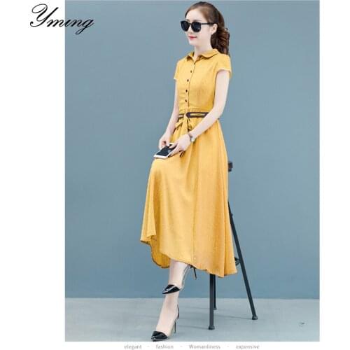 YMING Womens Summer Chiffon Dress High-end Temperament Dress Pure Color One-Breasted Dresses Friends Party Daily Matching