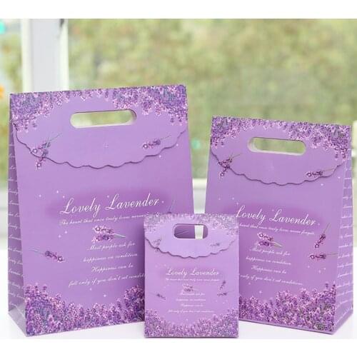 10 Pcs/lot Lavender Sticky Purple Gift Bag Small Gift Bag Decoration Paper Gift Bag For Birthday Event Party Supplies Two size