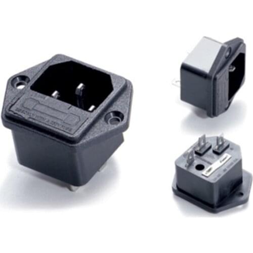 10Pcs AC250V/10A IEC320 C14 3Pin Male Panel Mounting Power Socket With Fuse H