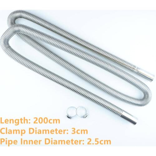 200CM Air Diesel Parking Heater Stainless Steel Exhaust Pipe Tube Gas Vent Hose For Car Heater Silver
