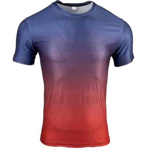 2021 Summer Short-Sleeved T-Shirt Mens Gradient Round Neck Stretch Large Size Loose Thin Pullover M-4XL Fashion New Young
