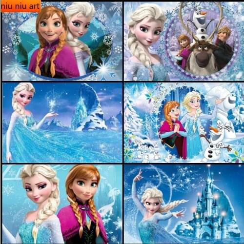 Diy Full Diamond Embroidery Disney Cartoon Movie "Frozen" Elsa and Princess Anna Diamond Painting Cross Stitch Kits Home Decor