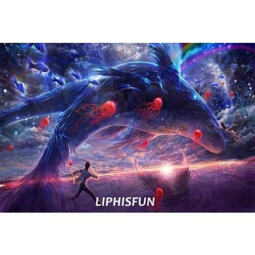 LIPHISFUN Diamond Painting Embroidery Full Drill Home Decor Square/round Cross Stitch DIY Scenic Whale Jellyfish Art