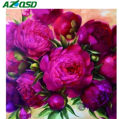 AZQSD 5D Diamond Embroidery Full Square/round Drill Peony Handmade Gift Diamond Painting Flower Cross Stitch Kits Decor Gift