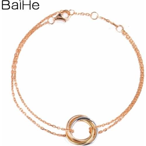 BAIHE Solid 18K Rose Gold браслет Wedding Engagement Trendy Fine Jewelry Elegant unique Beautiful real gold Bracelet women
