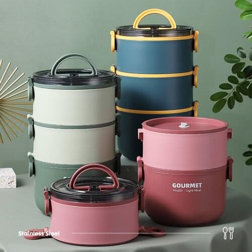 Stainless steel bento box japanese style snacks multi-layer thermal lunch box for kids school children food storage containers