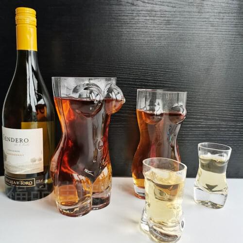 Sexy Lady Men Durable Double Wall Whiskey Glasses Wine Shot Creative Body Shape Glass Cup Glass Big Chest Beer Cup
